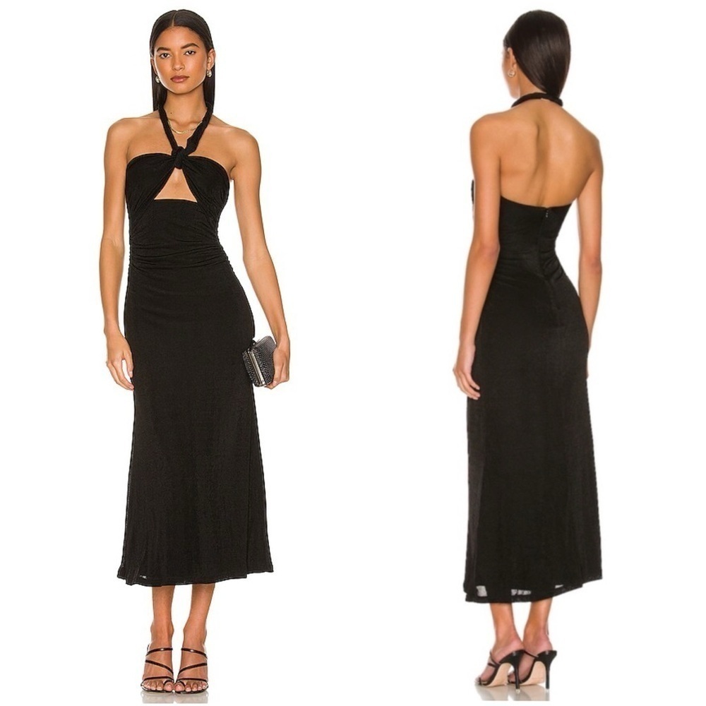 MISHA Lydia Midi Dress In Black